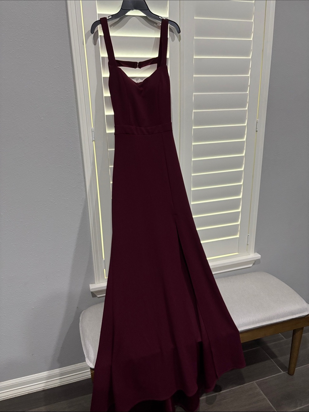 B Darlin Burgundy Sleeveless Formal Gown with Back Strap